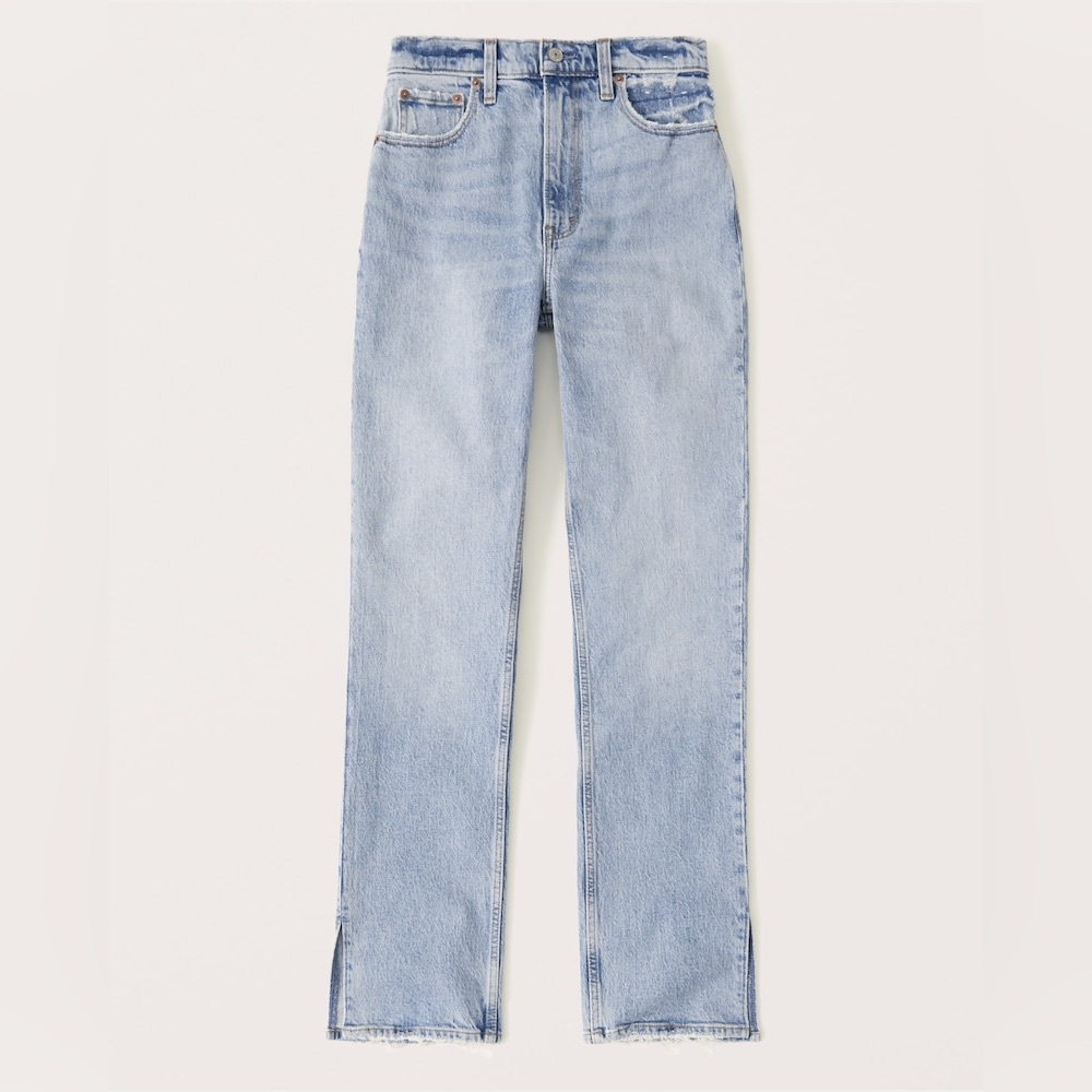 Abercrombie Ultra High Rise Straight Light With Vent Hem - 10